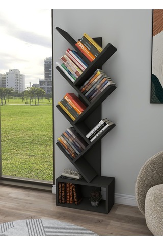 Enda Home Erine 8 Raflı Zikzak Kitaplık Antrasit