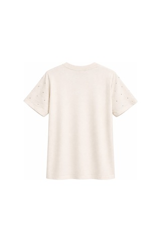 Mixray 2057 Kadın %100 Pamuk Bisiklet Yaka Taş Detaylı T-shirt Taş