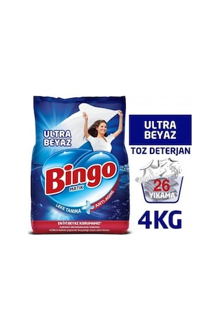 Bingo Matik Ultra Beyaz için Toz Çamaşır Deterjanı 2 x 4 KG