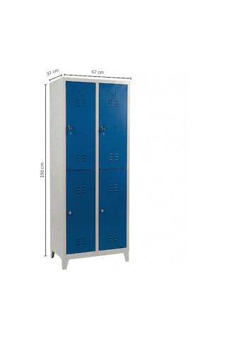 4 Gözlü Ekonomik Soyunma Dolabı Mavi 67x37x198
