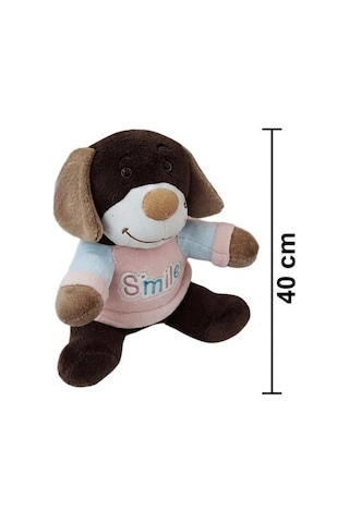 Uyku Ve Oyun Arkadaşım Peluş Smile Köpek Koyu 40cm Kahverengi Çok Renkli