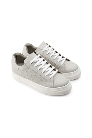 Deery Hakiki Nubuk Gri Puatiyeli Sneaker Kadın Ayakkabı - Z1681Zgrıc02 Gri
