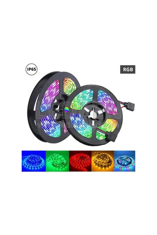Jenerik Rgb Şerit 5 Metre 16 Renkli Kumandalı Adaptörlü Çift Taraflı Bant Çok Renkli
