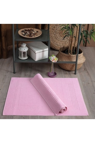 2'li Ayak Havlusu & Çerçeveli & %100 Pamuk- 60x80 Cm Pembe