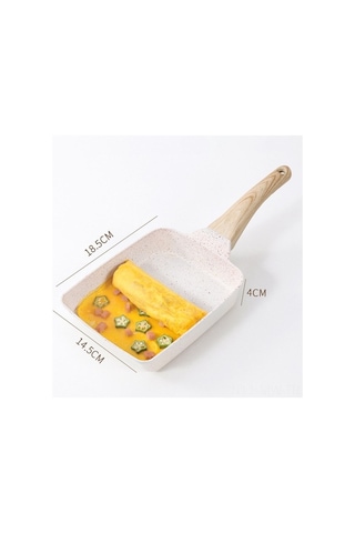 Novahub Ahşap Saplı Alüminyum Yeşil Omlet Tavası - Çok Amaçlı Pratik Tava Siyah Siyah