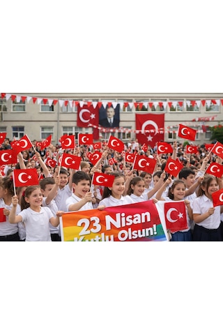 Plastik Sopalı Alpaka Bez Türk Bayrağı 30x45 Cm 50 Adet 23 Nisan Ve Organizasyon Bayrağı Tek Ebat