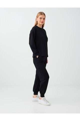 Jimmy Key Siyah Yüksek Bel Dar Paça Cepli Jogger Pantolon 6ww188602900