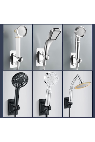 Kyrotech 2'li Set Ayarlanabilir Kendinden Yapışkanlı Duş Başlığı Askısı, Siyah Duvara Monte Duş Başlığı Tutucu, Matkap Gerektirmez Sabit Braket, Suya Dayanıklı Banyo Duş Başlığı Sabitleyici Aksesuar