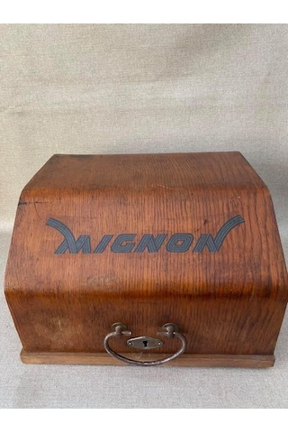 AEG Mignon 4 Antika Daktilo - Koleksiyonluk Ahşap Kasalı Daktilo No5