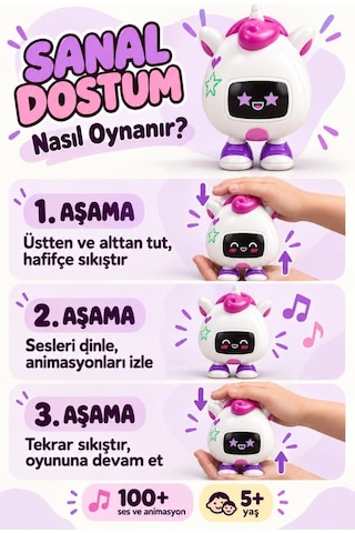 Gioc-hi Lisanslı 100 Den Fazla Ses Ve Animasyonlu Etkileşimli 10 Cm Oyuncak Sanal Dost Kirin