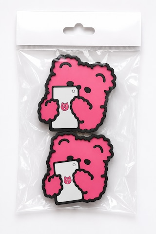Kemboss Pembe Ayıcıklı Bardak Altlığı 2'li Set - Pvc Kaydırmaz Bardak Altlığı Kahve Kupa Çay Bardağı Altlığı Masa Koruyucu Çok Renkli