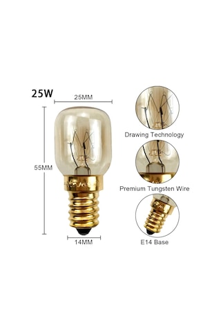 E14 Fırın Ampul For 25w Brass Lamp Head Beyaz