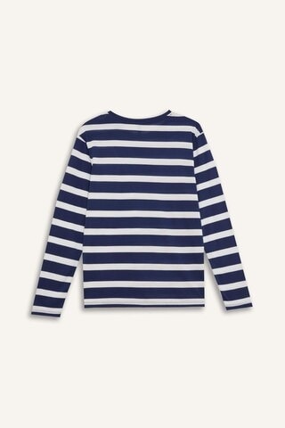 Defacto Regular Fit Bisiklet Yaka Çizgili Casual Uzun Kollu Tişört A9442AX24WNNV31 Lacivert