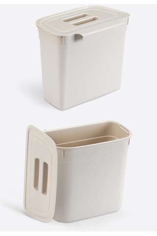 Flosoft Dolap İçi Kapaklı Asılabilir Çöp Kovası, Dolap Kapağı Askılı Çöp Kutusu Krem 7 Litre Krem