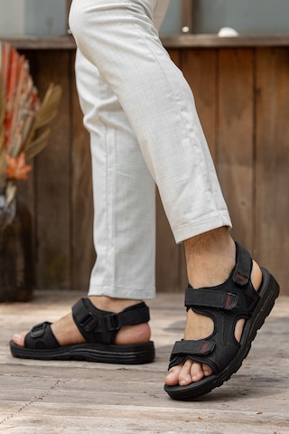 D2026 Günlük Ortopedik Confort Erkek Sandalet Siyah