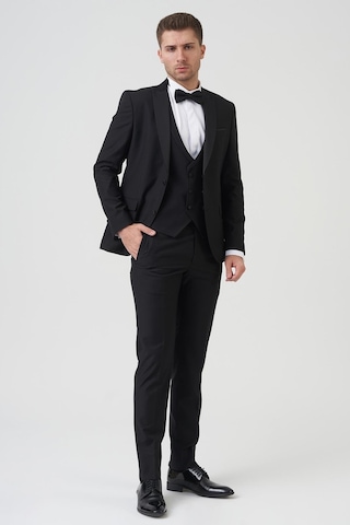 White Stone Los Angeles D2402 Slim Fit 6 Drop Damatlık Takım Elbise Siyah - Siyah
