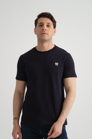 Shooter Sportwear Shooter Erkek Pamuklu Esnek T-shirt Standart Kalıp Minimal Logolu Lacivert