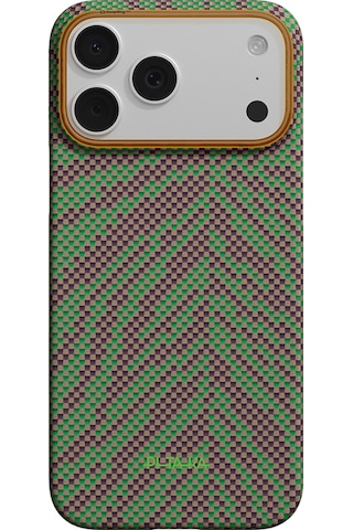 İphone 17 Pro Max Kılıf M-safe Uyumlu Aramid Fiber Pitaka Breath Of Veins Serisi Kapak Yeşil-mor Yeşil - Mor