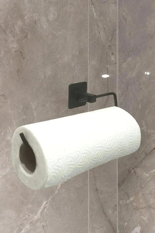 Lexroo Rulo Havluluk Peçetelik, Yapışkanlı, Pratik Banyo Askısı, Kağıt Rulo Havluluk, Siyah Paslanmaz Çelik