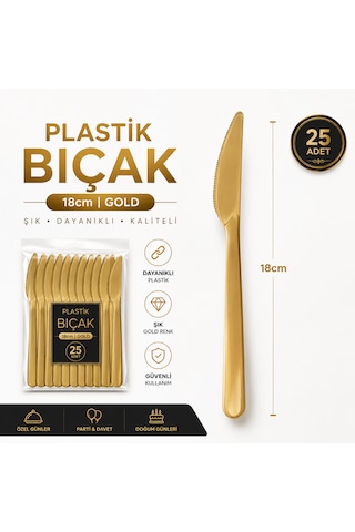 Gold Altın Sert Plastik Bıçak 25'li