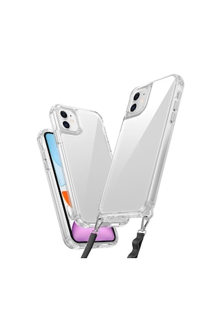 Effox İphone Uyumlu 11 Kılıf Aihttgli Takılabilir Askı Aparatlı Snap Silikon Kapak-şeffaf Şeffaf