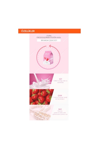 Missha A'PIEU Strawberry Milk One-Pack Aydınlatıcı Yaprak Maske - Çilek-Süt