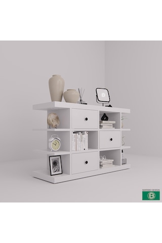 Kitaplık Açık Raf Çekmeceli Geniş Depolama Alanlı Çok Amaçlı Mobi