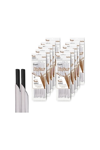Kafem Sargılı Siyah Kağıt Pipet 19,5cm 25li X 10 Paket