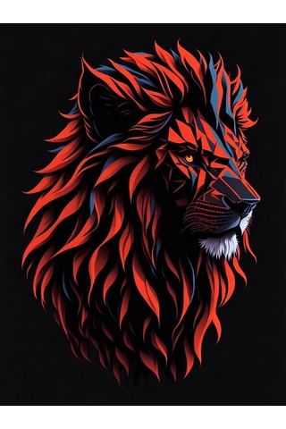 Kırmızı Aslan Temalı Cam Tablo