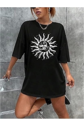 Modi Bisiklet Yaka Baskılı T-shirt - Siyah