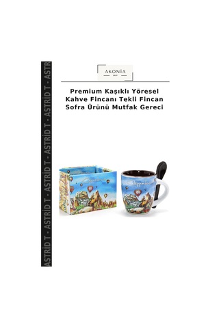 Premium Kaşıklı Yöresel Kahve Fincanı Tekli Fincan Sofra Ürünü Mutfak Gereci Çok Renkli
