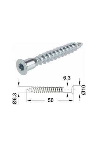 Alyan Başlı Kabin Vidası 5cm Mobilya Tv Ünite Dolap Sehpa Montaj Birleştirme Vida Aparatı -10 Adet 5