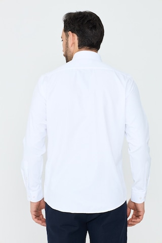 White Stone Beyaz Mikro Çizgili Dynamic Fit Erkek Uzun Kollu Gömlek Beyaz-02