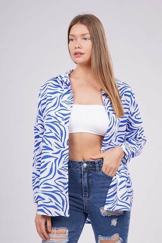 Gabria Kadın Zebra Desenli Gömlek Saks