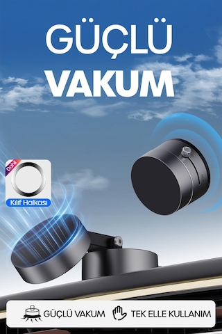 Araba Telefon Tutucu Ayarlanabilir Masa Üstü Vakumlu Mıknatıslı Magsafe Telefon Tutucu Siyah S53 Siyah