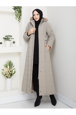 Eslemnur Nova Kumaş Şişme Mont 135cm Vizon