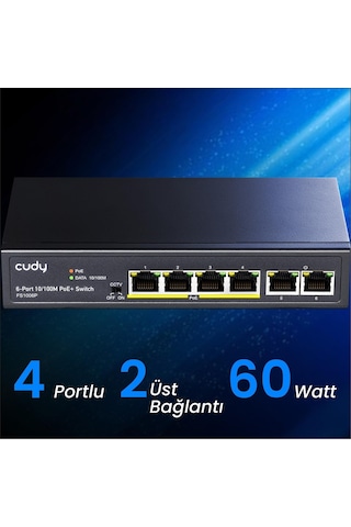Cudy FS1006P 250M 60W Poe+ 6 Port 10/100 Mbps Megabit Metal Switch