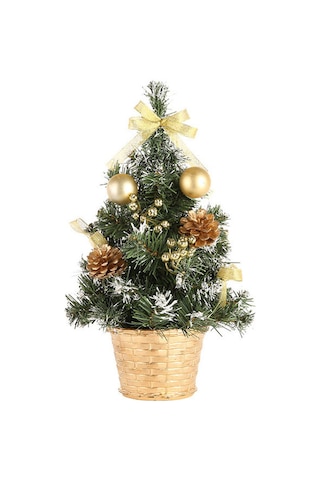 Kangvka 30 Cm Altın Mini Noel Ağacı - Pvc Masaüstü Dekorasyonu Ev İçi Noel Dekoru