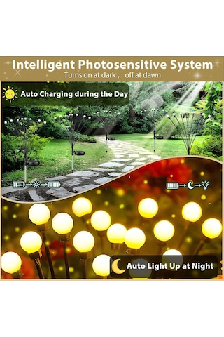 Colcutee Güneş Ateşböceği Işıkları, 4'lü Paket 40 Led Solar Bahçe Işıkları, Güneş Enerjili Sallanan Bahç Genel