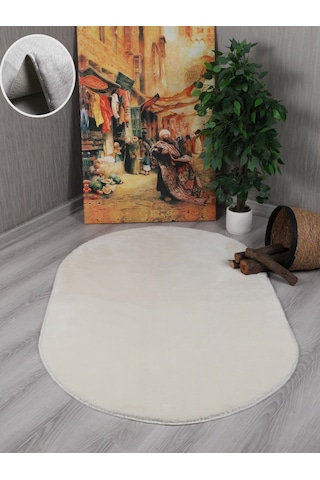 My Evilla Modern Dekoratif Kaymaz Taban Rabbit Oval Halı Yolluk 001