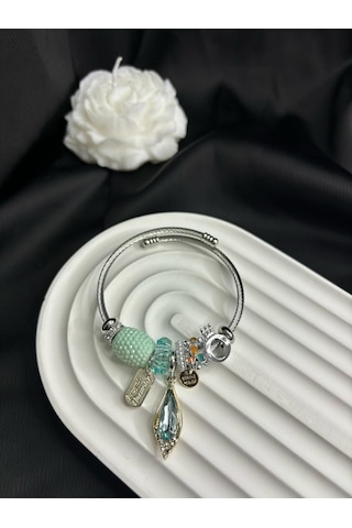 Stainless Steel Çelik Charm Figürlü Bileklik Gümüş