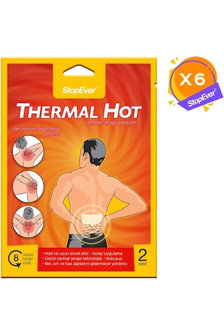 Stopever Thermal Hot Sıcak Terapi Flasteri - 6&apos Lı Paket Kas Ve Bel Ağrılarını Hafifletmeye Yardımcı 8 Saat Etkili Isı Terapisi İlaç İçermez 12 Adet 6x2
