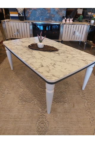 Akset Orta Sehpa Lüx Beyaz Mermer Antrasit