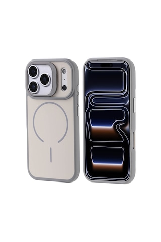 Zore Apple iPhone Uyumlu 17 Pro Kılıf M-safe Şarj Özellikli Kamera Standlı Omsy Notron Kapak - Lacivert
