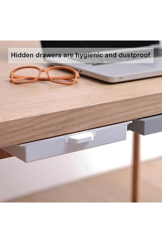 Beyaz Gizli Masa Çekmecesi Kendinden Yapışkanlı Plastik Makyaj Takı Masası Depolama Çekmecesi Mutfak İçin