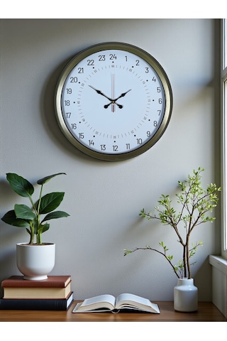 40 Cm Eskitme Metal 24 Saat Göstergeli Özel Tasarım Duvar Saati Pl-4097e