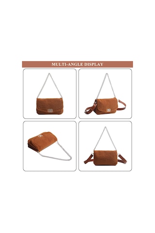 Kadınlar İçin Moda Omuz Çantası Tüylü Peluş El Çantası Sahte Kürk Çapraz Askılı Kapaklı Çanta Zincir Askılı Tote Çanta Beyaz A697 Beyaz