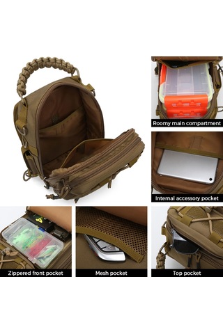 Xindoker Outdoor Çok Amaçlı Loya Çanta - Tek Omuzlu/çapraz Taşınabilir, Oxford Kumaş, Koyu Renk, Balıkçılık Malzemeleri İçin Tasarlanmıştır