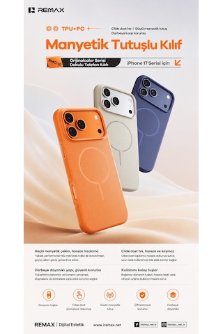Remax color Apple iPhone 17 Air Magsafe Uyumlu Metal Tuşlu Premium Kılıf Rmc-11 Siyah