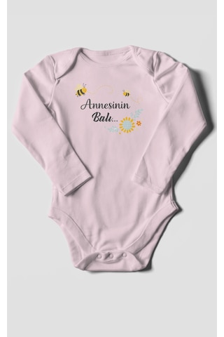 Morivokids Annesinin Balı Uzun Kollu Bebek Body %100 Pamuk Bebe Pembe